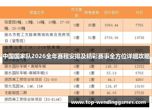 中国国家队2026全年赛程安排及精彩赛事全方位详细攻略